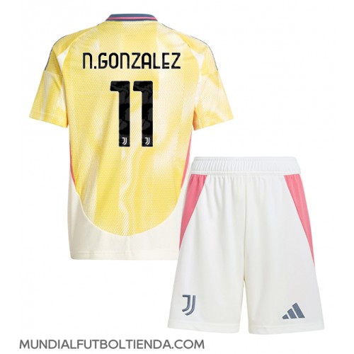 Camiseta Juventus Nicolas Gonzalez #11 Segunda Equipación Replica 2024-25 para niños mangas cortas (+ Pantalones cortos)